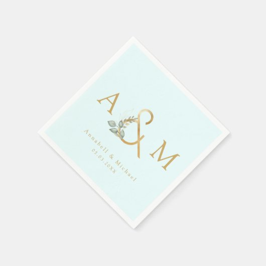 Monogram, Eucalyptus Ampersand, Blauw & Goud Servet (Hoek)
