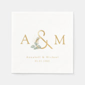 Monogram, Eucalyptus Ampersand, Wit & Goud Servet (Voorkant)