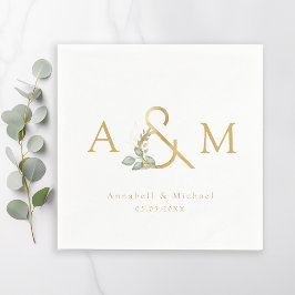Monogram, Eucalyptus Ampersand, Wit & Goud Servet