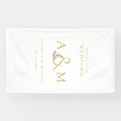 Monogram, Eucalyptus Ampersand, Wit & Goud Spandoek (Horizontaal)