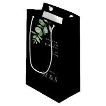 Monogram Eucalyptus Bedankt Bruiloft Zwart