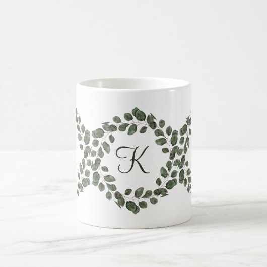 Monogram Eucalyptus blaast elegant modern Koffiemok (Center)