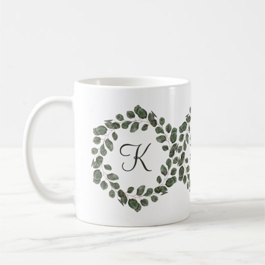 Monogram Eucalyptus blaast elegant modern Koffiemok (Links)