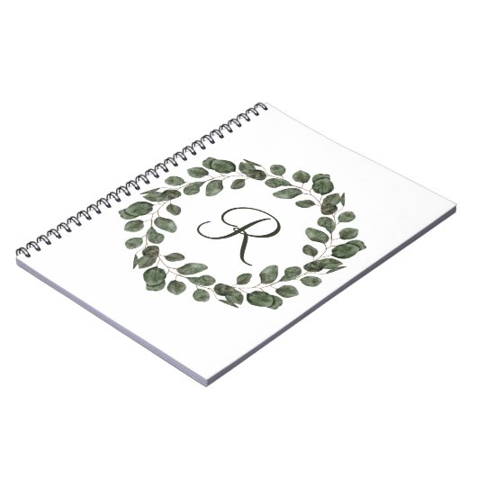 Monogram Eucalyptus blaast elegant modern Notitieboek (Linkerzijde)