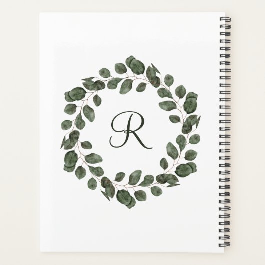 Monogram Eucalyptus blaast elegant modern Planner (Achterkant)