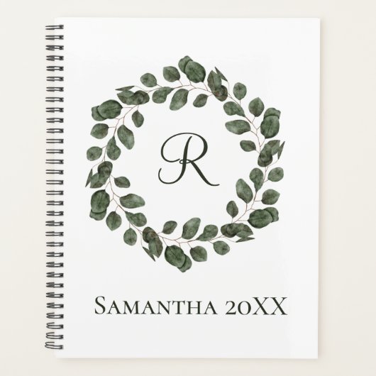 Monogram Eucalyptus blaast elegant modern Planner (Voorkant)