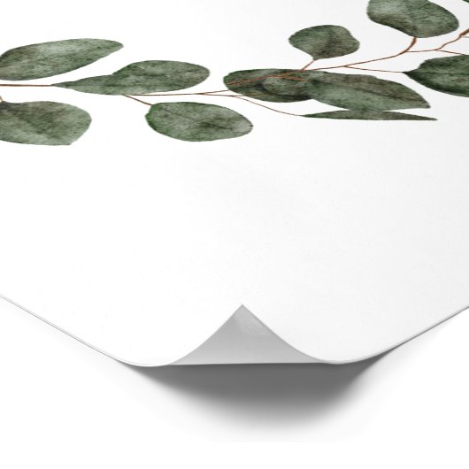 Monogram Eucalyptus blaast elegant modern Poster (Hoek)