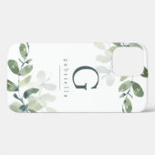 Monogram Eucalyptus Botanisch Case-Mate iPhone Case (Achterkant (horizontaal))
