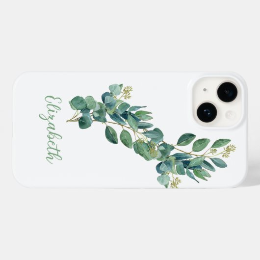 Monogram eucalyptus botanisch groen Case-Mate iPhone case (Achterkant (horizontaal))