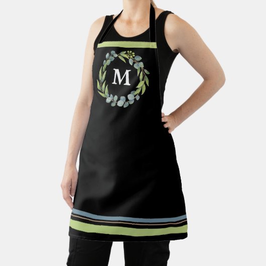 Monogram Eucalyptus Floral Wreaton Black Schort (Insitu)