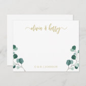 Monogram Eucalyptus Gold White Wedding Note Card Notitiekaartje (Voorkant / Achterkant)