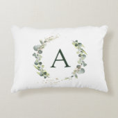Monogram Eucalyptus Green White Botanisch Accent Kussen (Voorkant)