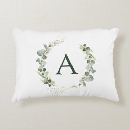 Monogram Eucalyptus Green White Botanisch Accent Kussen