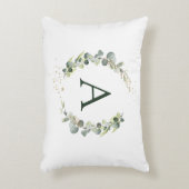 Monogram Eucalyptus Green White Botanisch Accent Kussen (Voorkant(Verticaal))