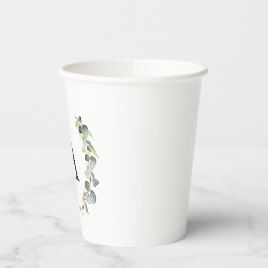 Monogram Eucalyptus Green White Botanisch Papieren Bekers (Links)