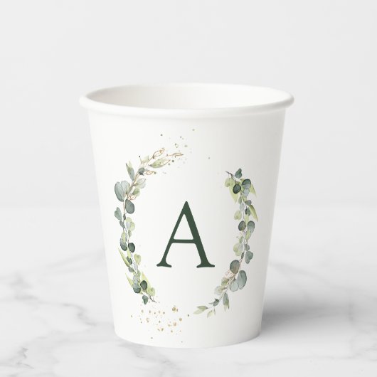 Monogram Eucalyptus Green White Botanisch Papieren Bekers