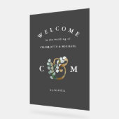 Monogram Eucalyptus greenery Gold bruiloft Acryl Bord (Hoek)