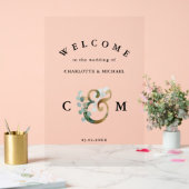 Monogram Eucalyptus greenery Gold bruiloft Acryl Bord (Huwelijk)