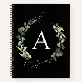 Monogram Eucalyptus Groen Witte Botanische Notitie Notitieboek