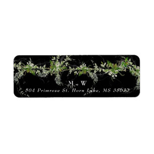 Monogram Eucalyptus krans Premium zwarte envelop Etiket