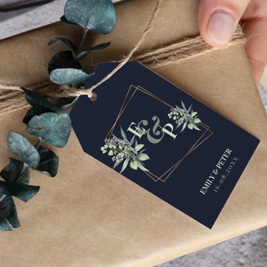 Monogram Eucalyptus Leaves Cute Greenery Wedding Cadeaulabel