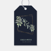 Monogram Eucalyptus Leaves Cute Greenery Wedding Cadeaulabel (Voorkant)