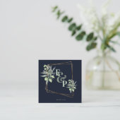 Monogram Eucalyptus Leaves Cute Greenery Wedding E Informatiekaartje (Staand voorkant)