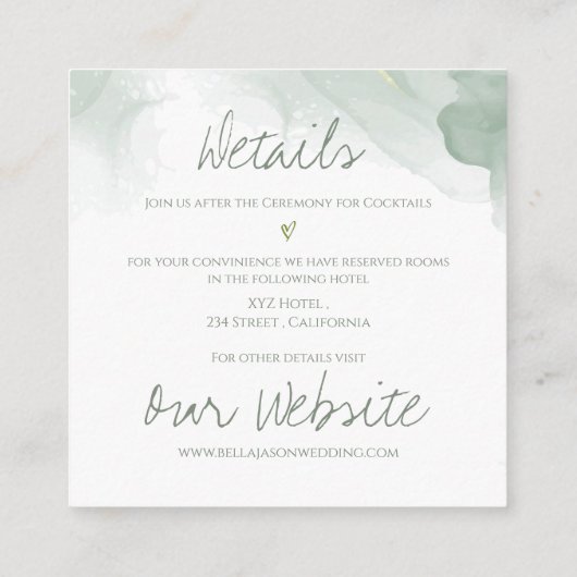 Monogram Eucalyptus Leaves Cute Greenery Wedding E Informatiekaartje (Achterkant)