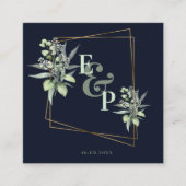 Monogram Eucalyptus Leaves Cute Greenery Wedding E Informatiekaartje (Voorkant)