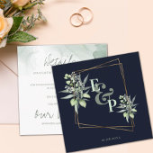 Monogram Eucalyptus Leaves Cute Greenery Wedding E Informatiekaartje
