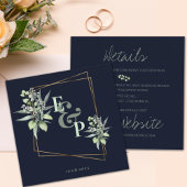 Monogram Eucalyptus Leaves Greenery Wedding Informatiekaartje