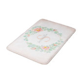 Monogram Eucalyptus Leaves Peony Floral Peach Sage Badmat (Gekanteld)