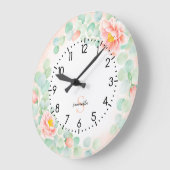 Monogram Eucalyptus Leaves Peony Floral Peach Sage Grote Klok (Hoek)