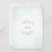 Monogram Eucalyptus Leaves Peony Floral Peach Sage Kaart (Achterkant)