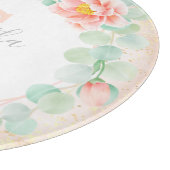 Monogram Eucalyptus Leaves Peony Floral Peach Snijplank (Hoek)