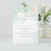 Monogram Eucalyptus Leaves Peony Floral Reception Informatiekaartje (Staand voorkant)