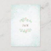 Monogram Eucalyptus Leaves Peony Floral Reception Informatiekaartje (Achterkant)