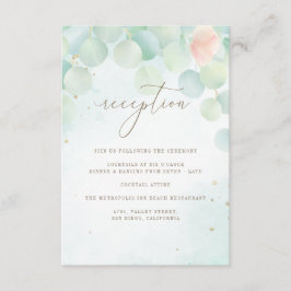 Monogram Eucalyptus Leaves Peony Floral Reception Informatiekaartje