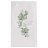 Monogram Eucalyptus Licht Roze Trouw Welkom  Klein Cadeauzakje (Achterkant)