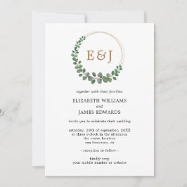 Monogram Eucalyptus minimalistische bruiloft in éé Kaart