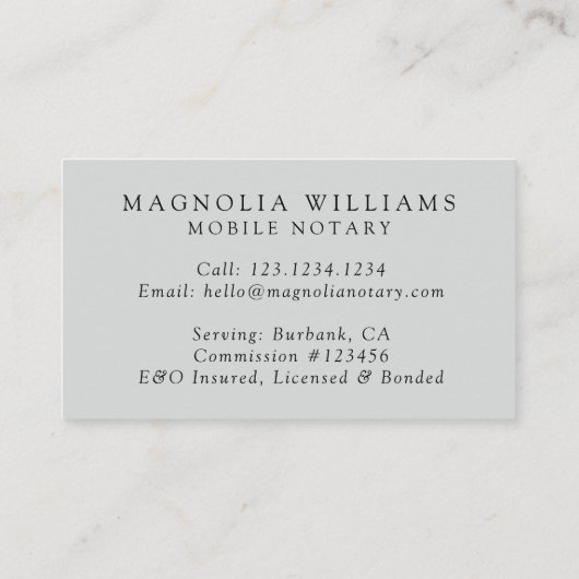 Monogram Eucalyptus Mobile Noteermachine Visitekaartje (Achterkant)