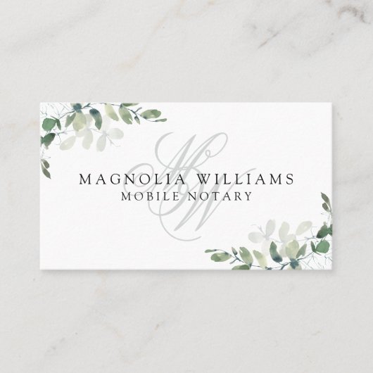 Monogram Eucalyptus Mobile Noteermachine Visitekaartje (Voorkant)