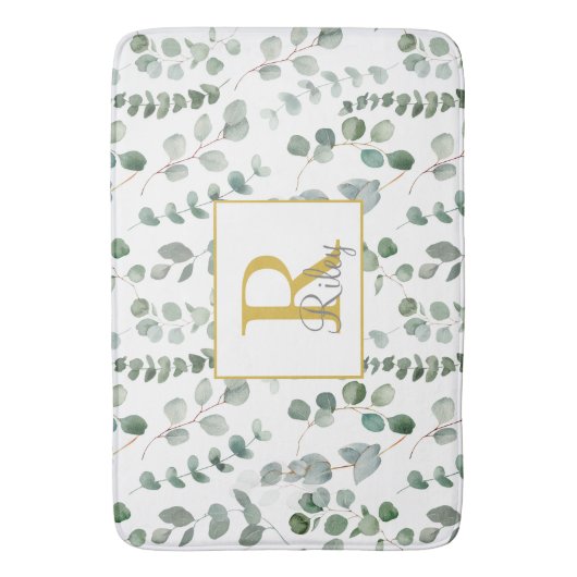 Monogram Eucalyptus Patroon Badmat (Voorkant Verticaal)