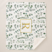 Monogram Eucalyptus Patroon Sherpa Deken (Voorkant)