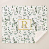 Monogram Eucalyptus Patroon Sherpa Deken (Voorkant (horizontaal))