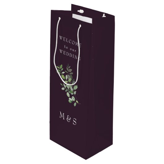 Monogram Eucalyptus Rich Wine Weddenschap Wijn Cadeautas (Voorkant Gekanteld)