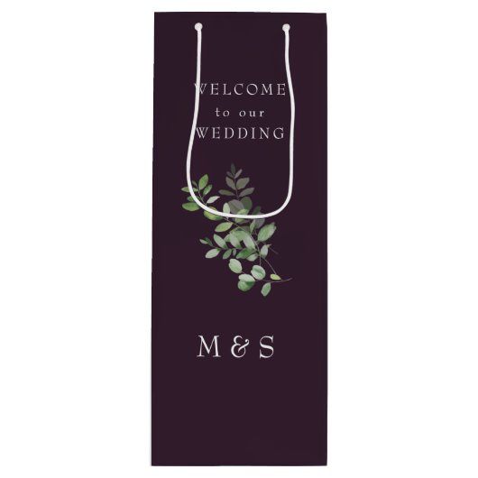 Monogram Eucalyptus Rich Wine Weddenschap Wijn Cadeautas (Voorkant)