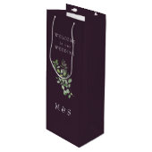 Monogram Eucalyptus Rijke Wijn Trouwfeest Cadeautas (Voorkant Gekanteld)