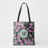 Monogram Eucalyptus Roos Waterverf Ontwerp Tote Bag (Voorkant)