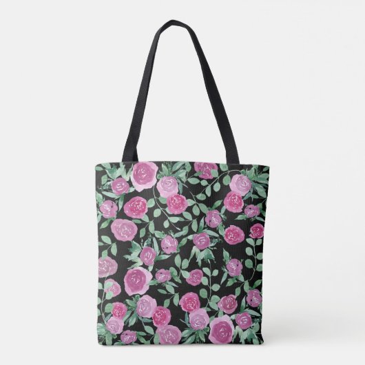 Monogram Eucalyptus Roos Waterverf Ontwerp Tote Bag (Achterkant)